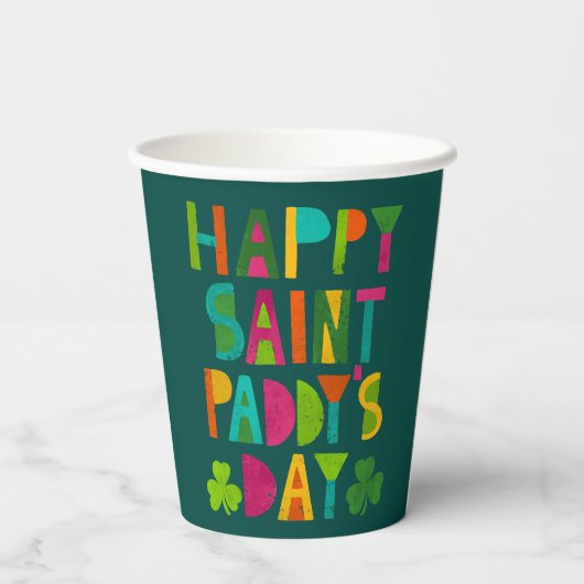 Happy Saint Paddy's Day Bright Modern Lettering Papieren Bekers (Achterkant)
