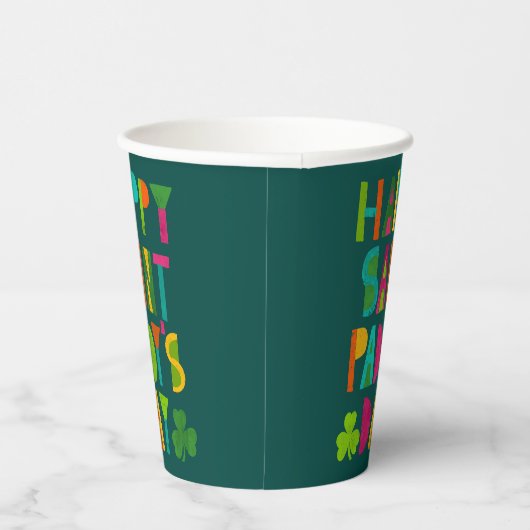 Happy Saint Paddy's Day Bright Modern Lettering Papieren Bekers (Rechts)