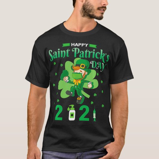 Happy Saint Patrick's Day 2022 Irish Shamrock Face T-shirt (Voorkant)