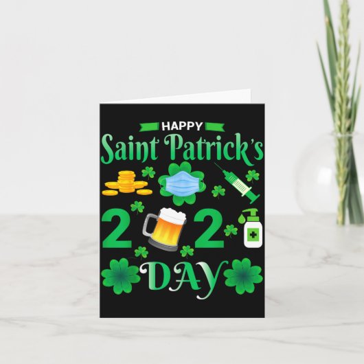 Happy Saint Patrick's Day 2024 Irish Shamrock Face Kaart (Voorkant)