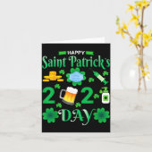 Happy Saint Patrick's Day 2024 Irish Shamrock Face Kaart (Gele Bloem)
