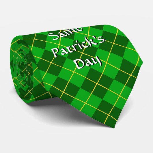 Happy Saint Patrick's Day Argyle Stropdas (Opgerold)