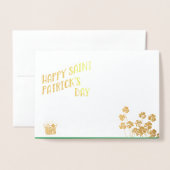 Happy Saint Patrick's Day Gold en Green Custom Folie Kaarten (Voorkant met envelop)