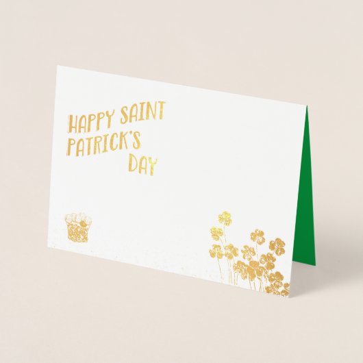 Happy Saint Patrick's Day Gold en Green Custom Folie Kaarten (Voorkant)