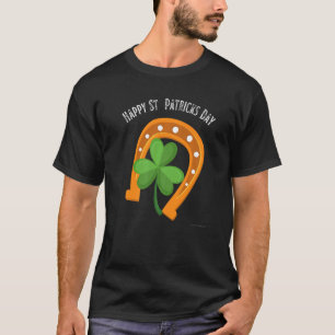 Happy Saint Patricks Day Green Clover Hoefijzer T-shirt