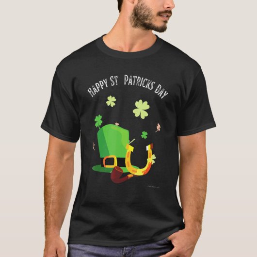 Happy Saint Patricks Day Green pet hoefijzer pipe T-shirt (Voorkant)