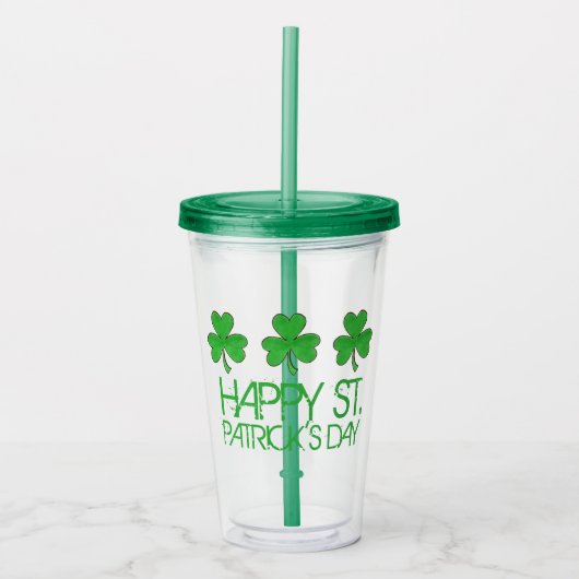 Happy Saint Patrick's Day Green Shamrock Clovers Acryl Drinkbeker (Voorkant)