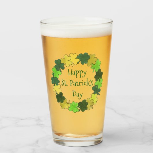 Happy Saint Patrick's Day Green Shamrock Wreath Glas (Voorkant gevuld)