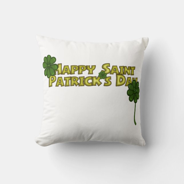 Happy Saint Patrick's Day Greetings met Shamrocks Kussen (Voorkant)