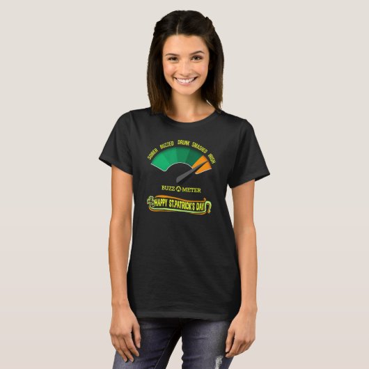 Happy Saint Patrick's Day Irish Buzz O Meter Graph T-shirt (Voorkant volledig)