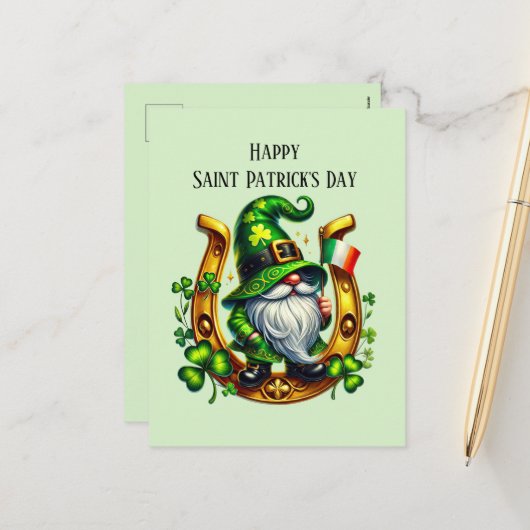 Happy Saint Patrick's Day kabouter Feestdagenkaart (Voorkant / Achterkant in situ)