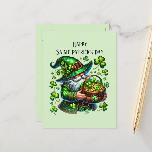 Happy Saint Patrick's Day kabouter Feestdagenkaart (Voorkant / Achterkant in situ)