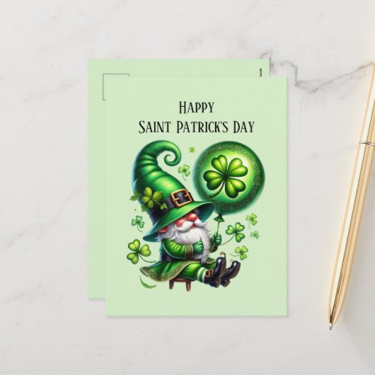 Happy Saint Patrick's Day kabouter Feestdagenkaart (Voorkant / Achterkant in situ)