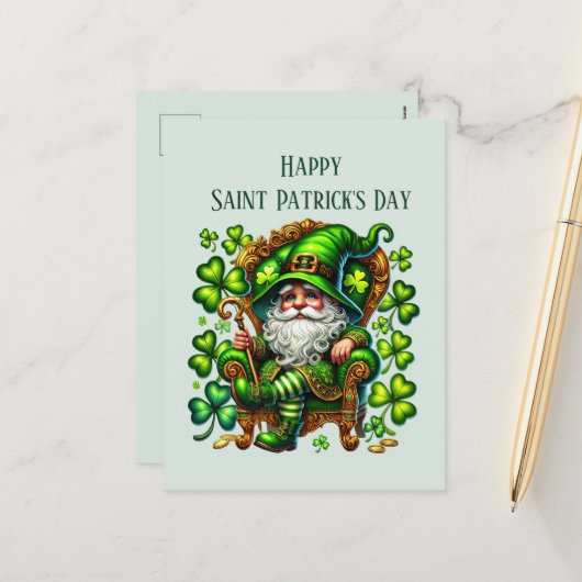 Happy Saint Patrick's Day kabouter tekst toevoegen Feestdagenkaart (Voorkant / Achterkant in situ)