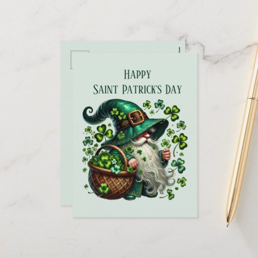 Happy Saint Patrick's Day kabouter tekst toevoegen Feestdagenkaart (Voorkant / Achterkant in situ)