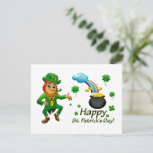 Happy Saint Patrick's Day Leprechaun Rainbow Briefkaart (Staand voorkant)