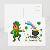 Happy Saint Patrick's Day Leprechaun Rainbow Briefkaart (Voorkant / Achterkant)