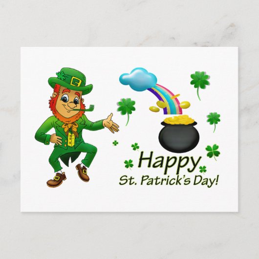 Happy Saint Patrick's Day Leprechaun Rainbow Briefkaart (Voorkant)