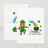 Happy Saint Patrick's Day Leprechaun Rainbow  Briefkaart (Voorkant / Achterkant)