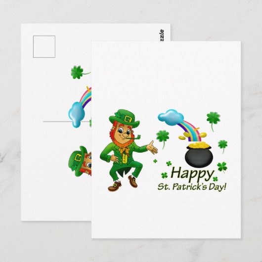 Happy Saint Patrick's Day Leprechaun Rainbow  Briefkaart (Voorkant / Achterkant)