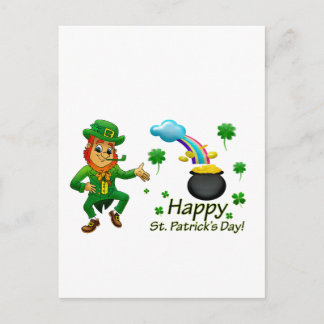 Happy Saint Patrick's Day Leprechaun Rainbow  Briefkaart