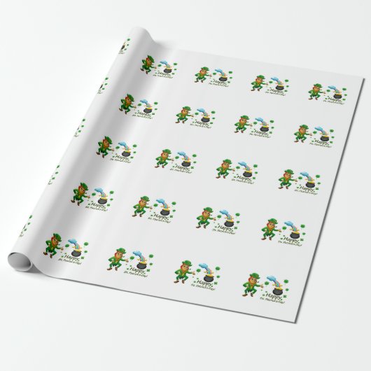 Happy Saint Patrick's Day Leprechaun Rainbow Cadeaupapier (Uitgerold)