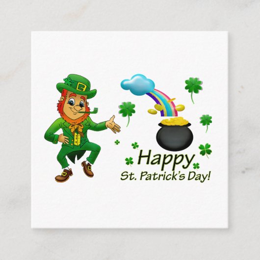 Happy Saint Patrick's Day Leprechaun Rainbow Informatiekaartje (Voorkant)