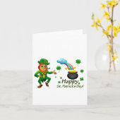 Happy Saint Patrick's Day Leprechaun Rainbow  Kaart (Gele Bloem)