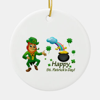 Happy Saint Patrick's Day Leprechaun Rainbow  Keramisch Ornament