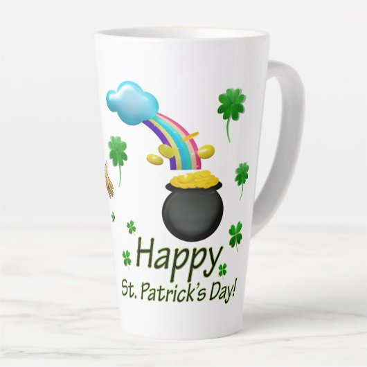 Happy Saint Patrick's Day Leprechaun Rainbow Latte Mok (Rechterhoek)