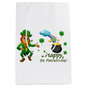 Happy Saint Patrick's Day Leprechaun Rainbow Medium Cadeauzakje (Voorkant)