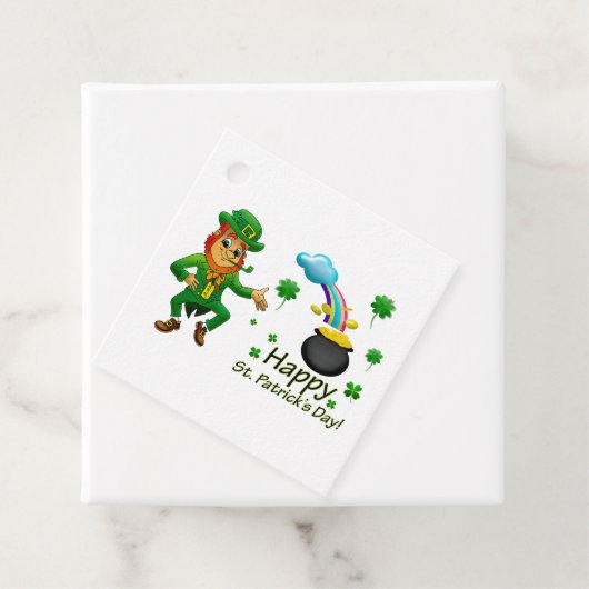 Happy Saint Patrick's Day Leprechaun Rainbow Napki Bedankjes Labels (In situ)
