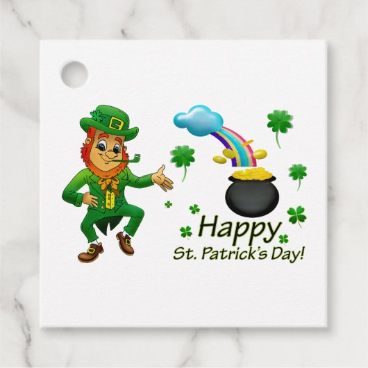 Happy Saint Patrick's Day Leprechaun Rainbow Napki Bedankjes Labels (Voorkant)