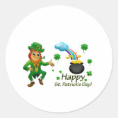 Happy Saint Patrick's Day Leprechaun Rainbow  Ronde Sticker (Voorkant)