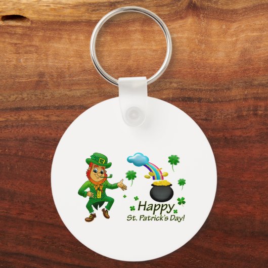 Happy Saint Patrick's Day Leprechaun Rainbow  Sleutelhanger (Voorkant)