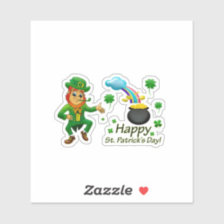 Happy Saint Patrick's Day Leprechaun Rainbow  Sticker