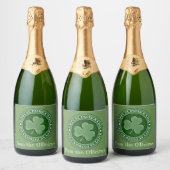 Happy Saint Patrick's Day Lucky Shamrock Custom Sparkling Wijnetiket (Flessen)
