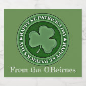Happy Saint Patrick's Day Lucky Shamrock Custom Sparkling Wijnetiket (Enkel label)