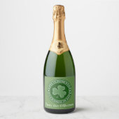 Happy Saint Patrick's Day Lucky Shamrock Custom Sparkling Wijnetiket (Voorkant)
