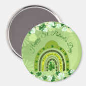 Happy Saint Patrick's Day Lucky Shamrocks Rainbow Magneet (Voorkant / Achterkant)