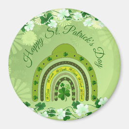 Happy Saint Patrick's Day Lucky Shamrocks Rainbow Magneet