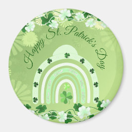 Happy Saint Patrick's Day Lucky Shamrocks Rainbow Magneet