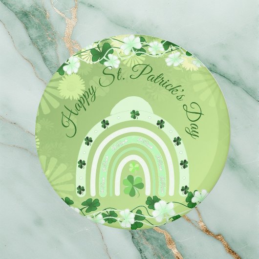 Happy Saint Patrick's Day Lucky Shamrocks Rainbow Magneet