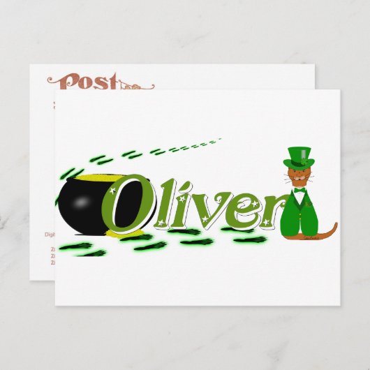 Happy Saint Patrick's Day Oliver Cube Briefkaart (Voorkant / Achterkant)
