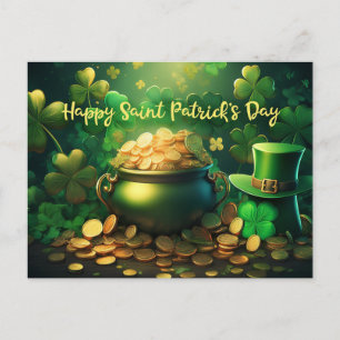 Happy Saint Patrick's Day Pot met gouden munten Briefkaart