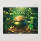 Happy Saint Patrick's Day Pot met gouden munten Briefkaart (Voorkant)