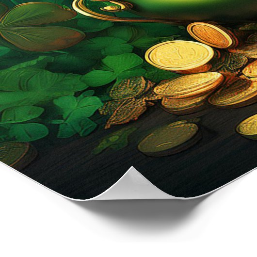 Happy Saint Patrick's Day Pot met gouden munten Poster (Hoek)