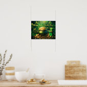 Happy Saint Patrick's Day Pot met gouden munten Poster (Keuken)