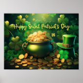 Happy Saint Patrick's Day Pot met gouden munten Poster (Voorkant)
