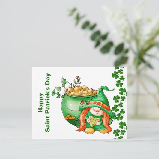  Happy Saint Patricks Day Pot of Gold Gnome Briefkaart (Staand voorkant)